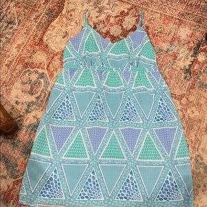 Old Navy Blue and Green Patterned Mini Dress